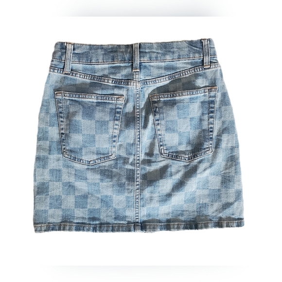 Trendy Denim Checkered Skirt- Like New - Picture 2 of 5